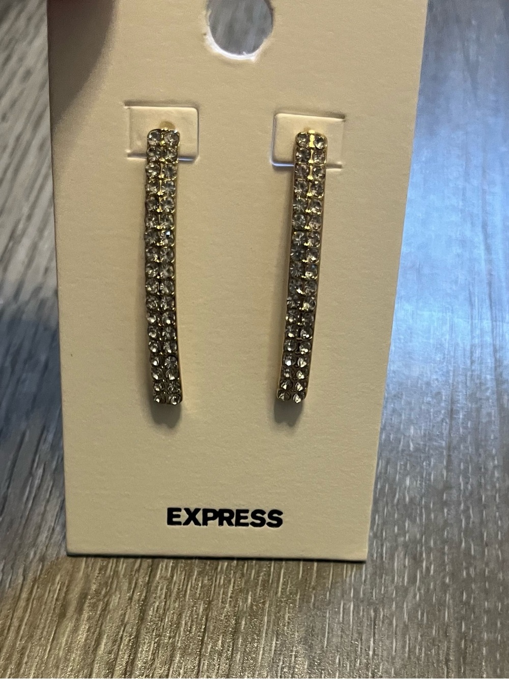 Express Silver-Tone Bar Drop Earrings - Clear Crystal Style